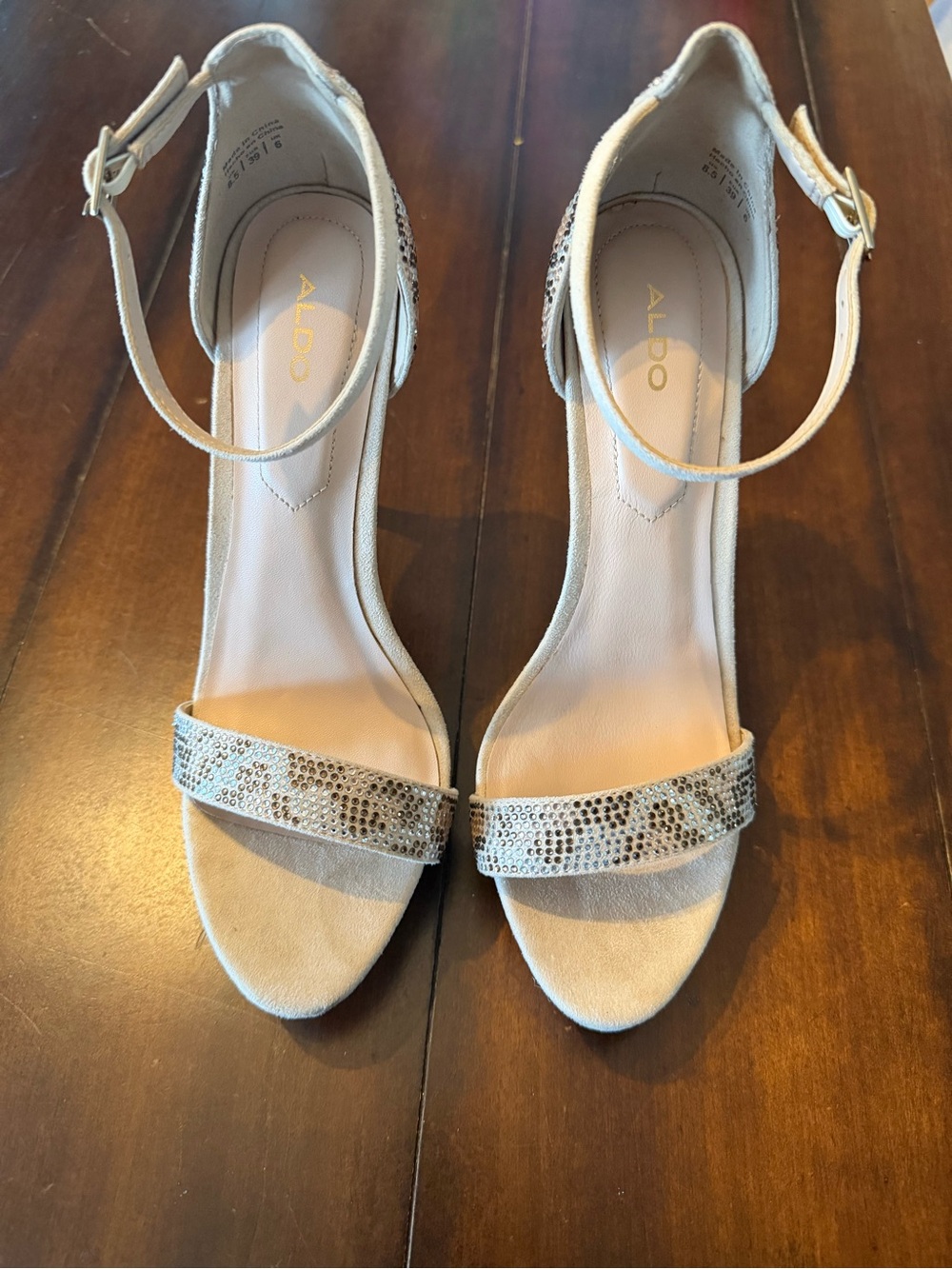 ALDO Nude Beige Ankle-Strap Heeled Sandals